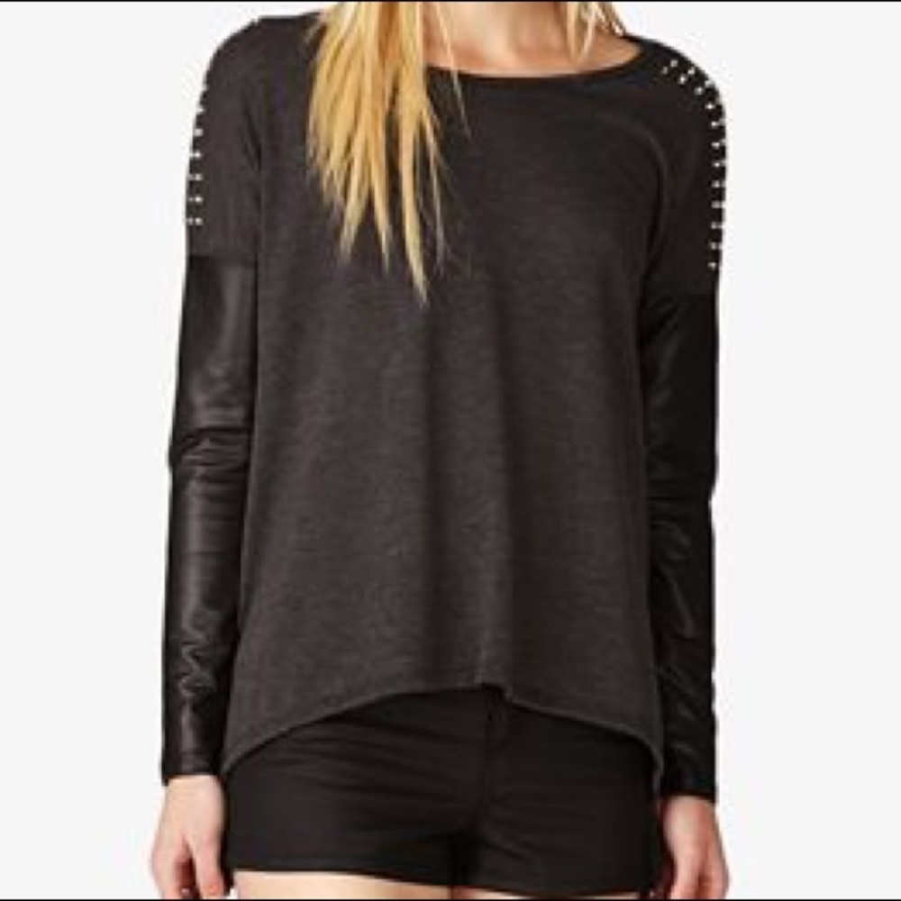 Studded Faux Leather Dolman Top Small